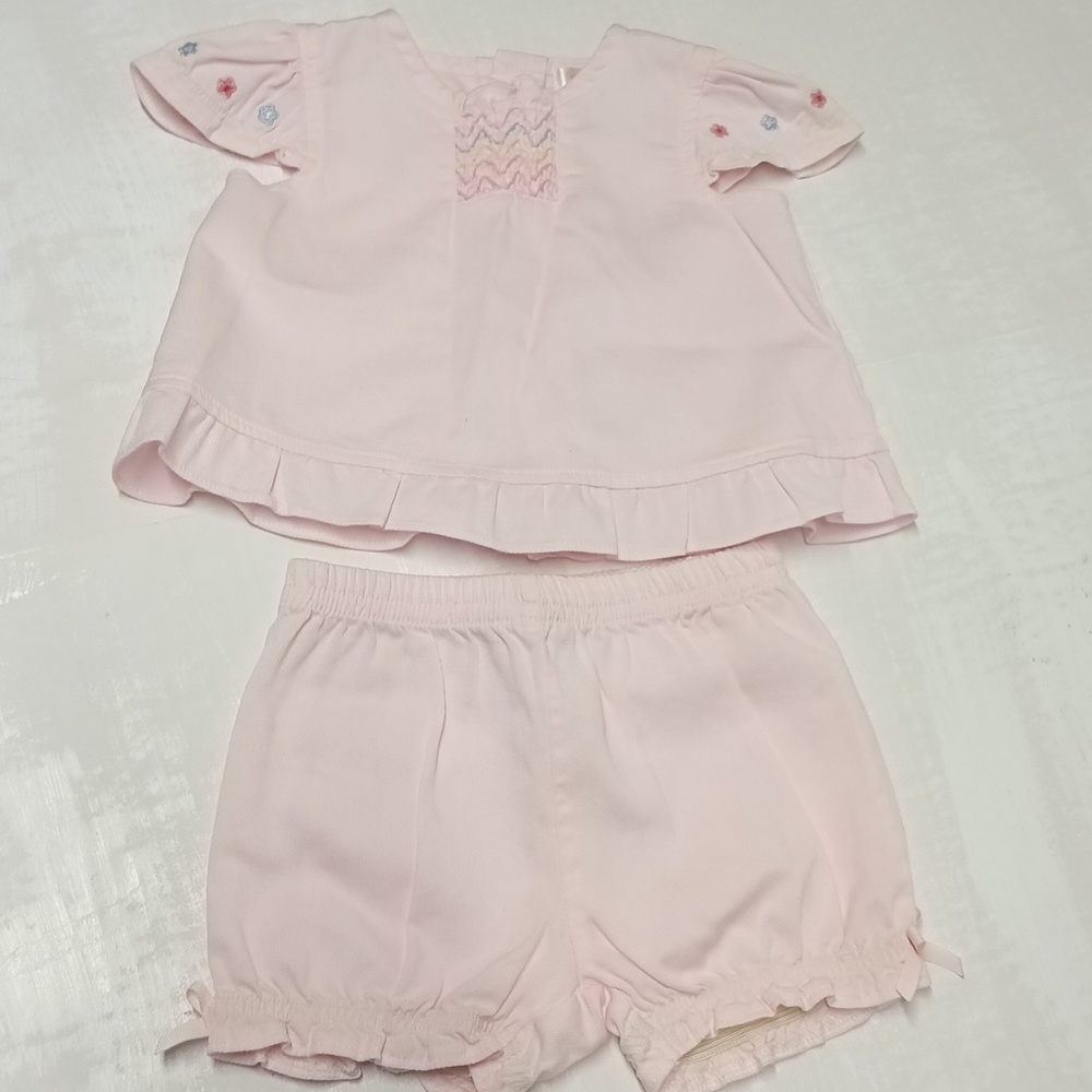 First Moment layette baby girl 3-6 months old  flowers embroidered dapper set.
